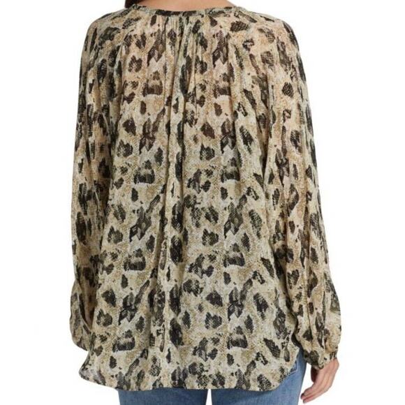 Rag & Bone NWT Yuni Snake Print Blouse Light Green Size XXS Sheer Long Sleeve - Picture 2 of 12